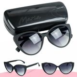 Oculos Sol Feminino Preto Emborrachado + Case Preto Presente Qualidade Premium Delicado