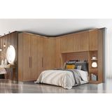 Quarto Casal (1 Armário Ponte + 1 Closet + 2 Guarda Roupas + 1 Complemento) Qc202 Freijo Cumaru