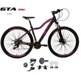 Bicicleta Aro 29 Ksw Mwza Feminina Kit 2x9 Gta Sunrun Disco K7 11/36 Pedivela 24/38d Com Trava - Preto/rosa Tam.15