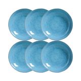 Conjunto 06 Prato Fundo Bio Breeze 22,5 Cm Azul Stoneware Porto Brasil