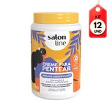 Kit C/12 Salon Line Brilho Umidificado Creme P/ Pentear 1kg