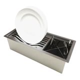 Canal Organizador Em Inox Restaurante 48cm Bancada