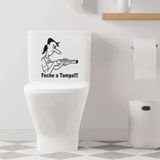 Adesivo Vinil Decorativo Tampa De Vaso Sanitário Feche A Tampa Cor Preto