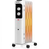 Aquecedor Eletrico A Oleo Com Termostato Ajustavel E 3 Niveis, 1500w, 110v, Costway 24919us Wh Cype, Branco