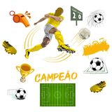 Adesivo De Parede Futebol Decorativo Para Quarto E Sala Titulos Amarelo E Branco