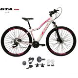 Bicicleta Aro 29 Ksw Mwza Feminina Kit 2x9 Gta Sunrun Disco K7 11/36 Pedivela 24/38d Com Trava - Branco/rosa Tam.15