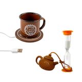 Jogo Xícara Com Aquecedor Usb Infusor Chá Estilo Timer Prana