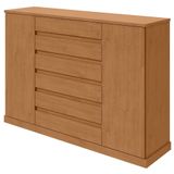 Comoda Sapateira Vedra 7 Gavetas 2 Portas Amendoa Clean