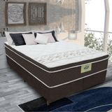 Cama Box Casal Queen Colchão Molas Ensacadas Euro Top Rubi Gazin 158x198x70cm Marrom/branco - Suporta Até 120kg Por Pessoa