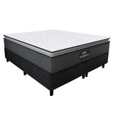 Cama Box Casal Queen Colchão Molas Ensacadas Pillow Top Maximus 158x198x67cm Cinza / Preto Gazin - Suporta Até 120kg Por Pessoa