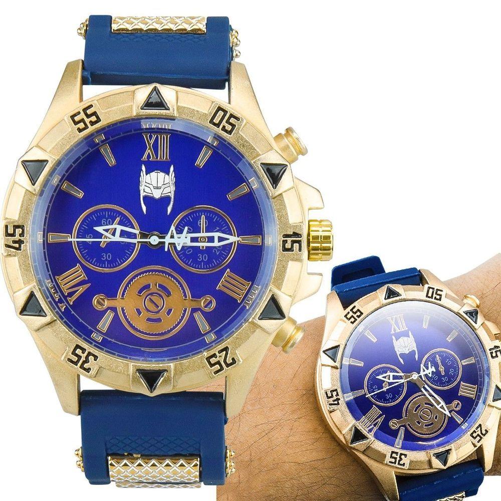 Relogio Masculino Aço Inox Dourado Banhado Silicone Thor