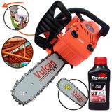 Motosserra Profissional Á Gasolina Vulcan Vsl250 Com Óleo Toyama Fg50 2t 25,4cc 0,9hp 11.000rpm Portátil E Leve De Baixo Peso