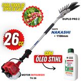 Derriçador Profissional Para Café Nakashi Com Haste 110cm E Garra Dupla Motor Mitsubishi Tu26 Á Combustão 2 Tempos 26cc + 01 Óleo Castrol Stihl 500ml