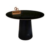 Mesa De Jantar Tampo Laqueado E Vidro 80cm - Base Cone Laqueada Preta