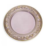 Sousplat De Plástico Rosa E Dourado Com Detalhe Em Arabesco 33cm