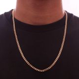 Colar Corrente Masculina Grumet Flat 1 Em 1 Banhada Em Ouro 18k