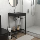Gabinete Para Banheiro Com Cuba De Sobrepor 60x45cm Estilo Industrial Iron Black Venturi Preto Fosco