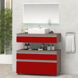 Gabinete Para Banheiro Com Cuba E Espelheira 80cm Safira Contarini Vinho