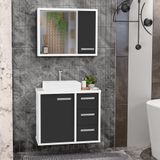 Gabinete Para Banheiro Com Cuba De Sobrepor E Espelheira 60cm Turin Branco/preto