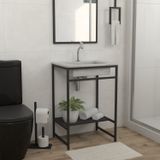 Gabinete Para Banheiro 60x45cm Estilo Industrial Iron Black Venturi Preto Fosco/concreto