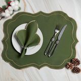 Kit 12 Jogos Americanos Guardanapos De Mesa Retangular Bordado Escócia - Verde