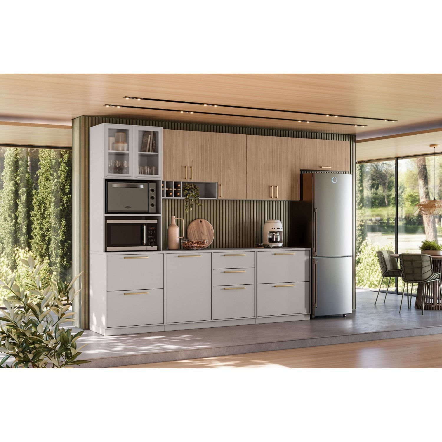 Cozinha Modulada 6 Peças Essence 100% Mdf Fendi/cedro