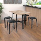 Conjunto De Mesa Dobrável Izi Com 4 Banquetas Bia Preto Fosco/preto