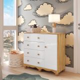 Cômoda Infantil 1 Porta 4 Gavetas 100% Mdf Mimo Espresso Móveis Branco Brilho/amêndoa