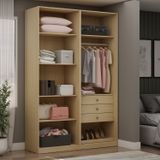 Guarda Roupa Closet Aberto 3 Gavetas 100% Mdf Infinity Savana