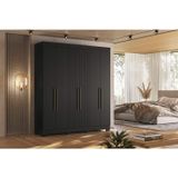 Guarda-roupa Casal 6 Portas Ripado Dakota Preto Ac