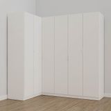 Guarda Roupa Modulado De Canto 6 Portas 3 Peças Hera Cabecasa Madeiramadeira Branco Geada/cromado