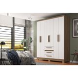 Guarda-roupa Casal 6 Portas E 3 Gavetas Wood/branco