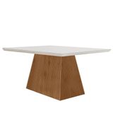 Mesa Sala De Jantar Aida 120cm Em Mdf E Vidro Com Canto Copo Off White/ Imb Rip/ Serig. Off