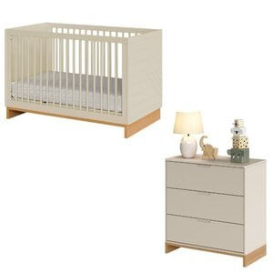 Berço Mini Cama E Cômoda Linha Cubo Areia/platano