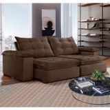 Sofa Retrátil E Reclinável 5 Lugares 290cm Espanha Celflex Marrom