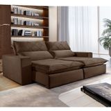 Sofa Retrátil E Reclinável 5 Lugares 290cm Porto Celflex Marrom