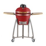 Churrasqueira Kamado Pequeno Rasco Vermelho C/ Grelha Aço Inox, Suporte E Mesas. Ideal P/ 5 Pessoas Vermelho