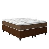 Cama Box Casal Queen Colchão Molas Ensacadas Pillow Top Martino 158x198x63cm Marrom/branco Umaflex -suporta Até 120kg Por Pessoa