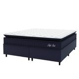 Cama Box Casal Queen Colchão Pillow Top Espuma Night Rest 158x198x67cm Preto Veludo / Branco Hellen