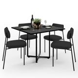 Mesa De Jantar Rivera Preto 90cm Com 04 Cadeiras Industrial Melina F01 Suede Preto - Lyam