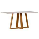 Mesa De Jantar Para 4 Lugares 1,70m Lectus Tampo Em Mdf Com Vidro Ypê Off White