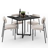 Mesa De Jantar Rivera Preto 90cm Com 04 Cadeiras Industrial Melina F01 Bouclê Creme - Lyam