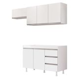 Cozinha Planejada Lux 3 Peças 100%mdf Balcão Gabinete Sem Tampo 119cm 3 Gavetas Branco - Desk Design