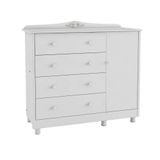 Cômoda De Bebê 1 Porta E 4 Gavetas Elô New Móveis Peroba Branco Brilho Branco Brilho