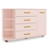 Cômoda Infantil Com Cantoneira E 4 Gavetas 100% Mdf New Lorena Rosê Phoenix