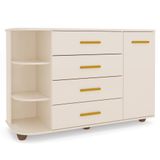 Cômoda Infantil Com Cantoneira E 4 Gavetas 100% Mdf New Lorena Off White Phoenix