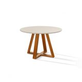 Mesa Redonda De Jantar Bela Com Pés Madeira Tampo Vidro/mdf