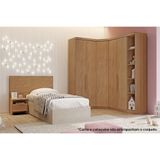 Quarto Modulado Solteiro Rizon 4 Peças (1 Closet2 Guarda Roupas1 Complemento) Qc209 Freijo Cumaru