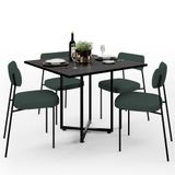 Mesa De Jantar Rivera Preto 90cm Com 04 Cadeiras Industrial Melina F01 Linho Verde - Lyam