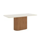 Mesa Sala De Jantar Solana 1800mm Canto Arredon Com Vidro Nature-off White - Henn